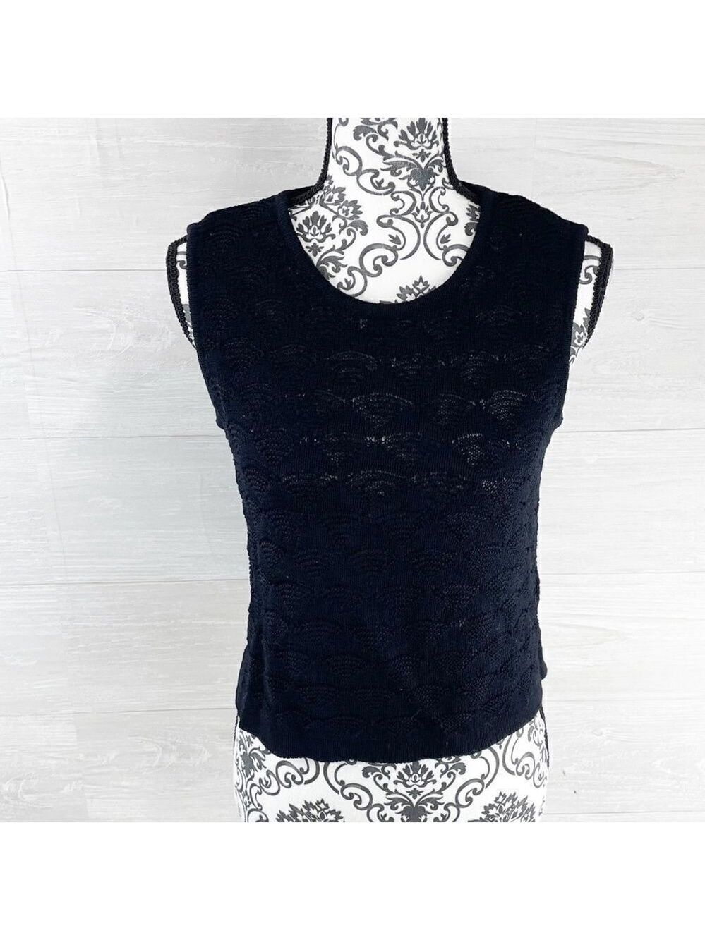 St. John Sport by Marie Gray Fan Knitted Wool Blend Tank Top
